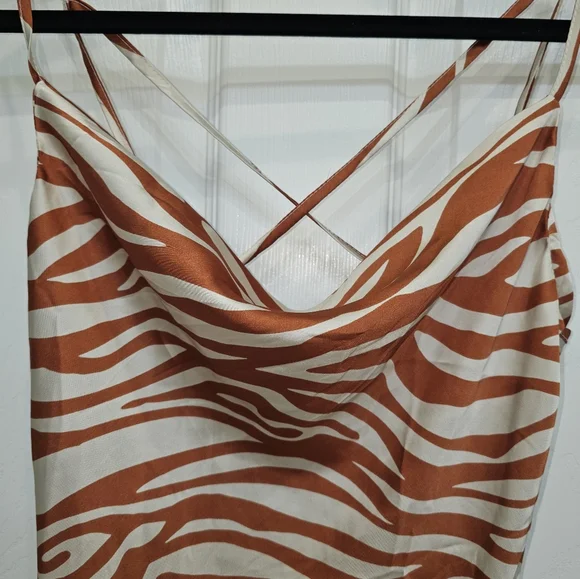 Timing, Women's Size Small, Orange Zebra Print Strappy Dress - Picture 3 of 10